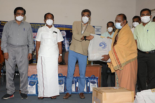 Mr. Valliappa, Mr. Chocko Valliappa & Mr. Thyagu Valliappa provided groceries