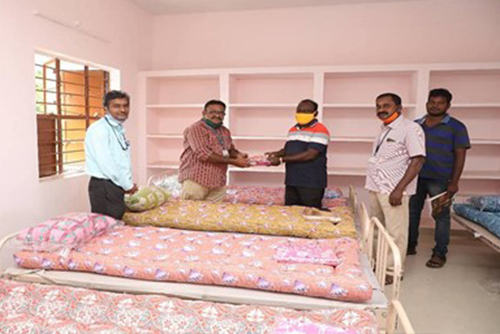 The Sona Group donates 200 cots, bedsheets, and pillows to COVID infected people in the
Salem district